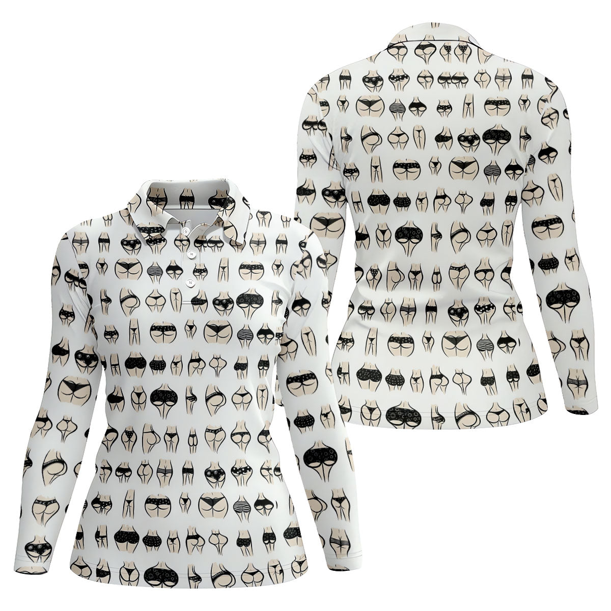 Funny Lingerie Butt Pattern Golf Polo Shirt, Ladies Golf Shirts, Performance Golf Shirt