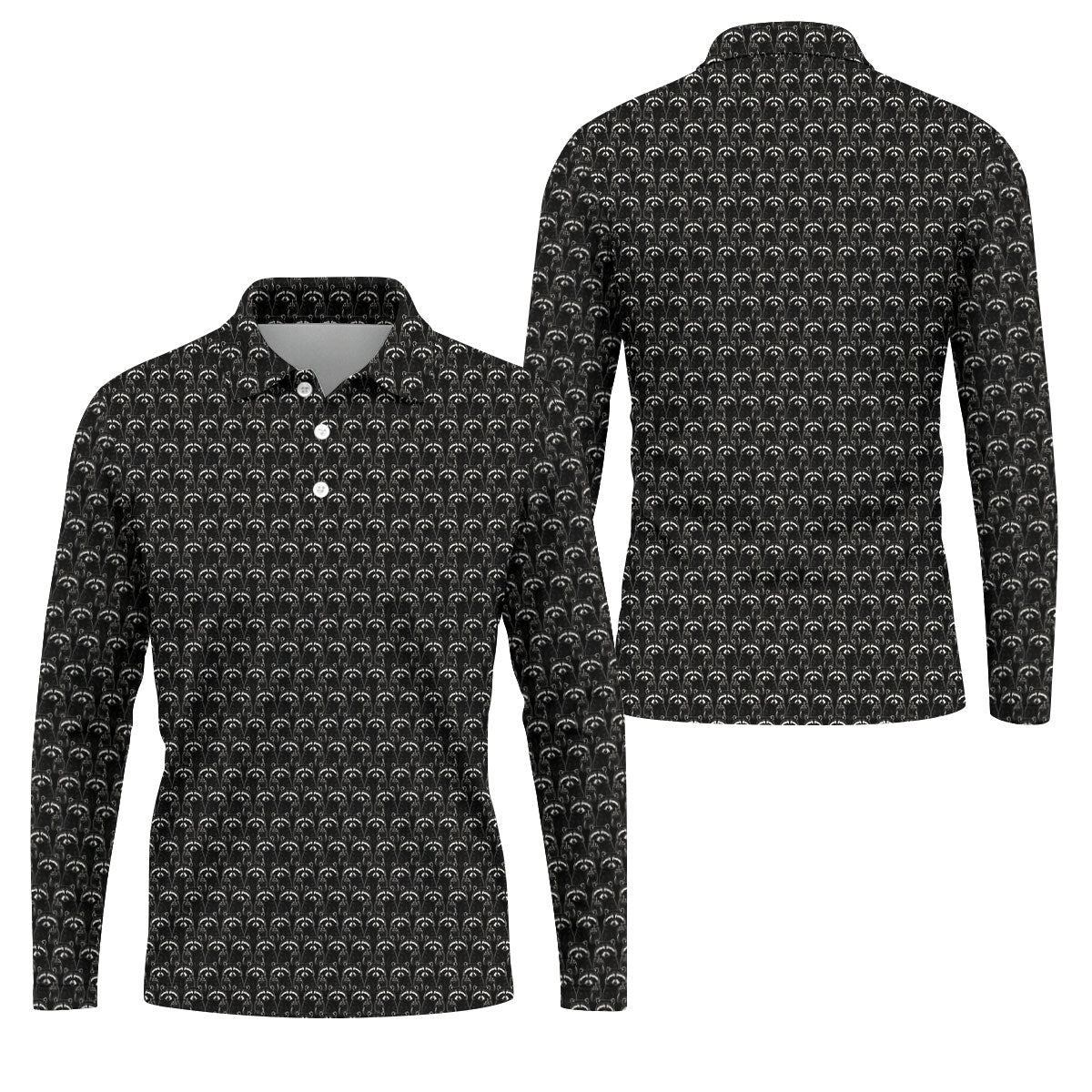 Funny Rude Raccoon Middle Finger Black Polo Shirt, Mens Golf Polo, Mens Golf Apparel