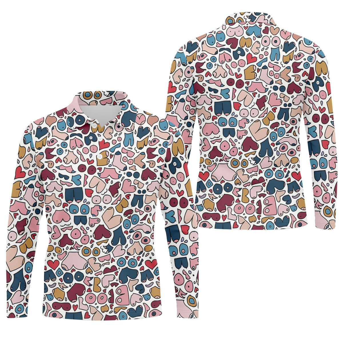 Funny Adult Body Parts Pattern Shirt, Mens Golf Polo, Printed Golf Shirts (Copy)