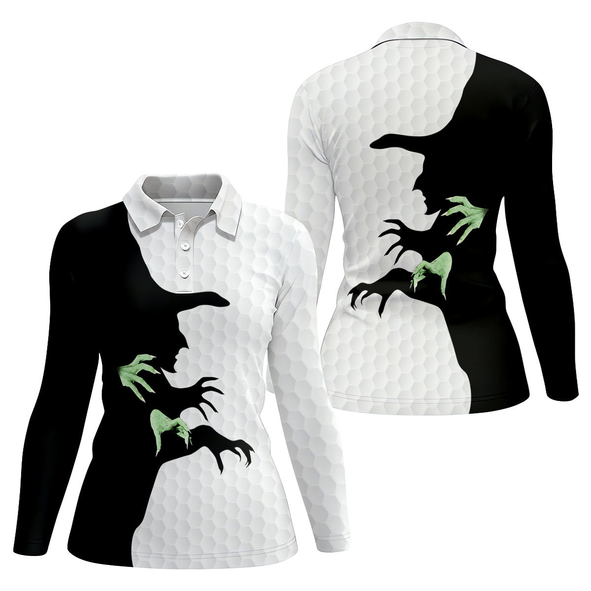 Halloween Wicked Witch Shadow Golf Shirt, Women's Golf Polo, Ladies Golf Tops