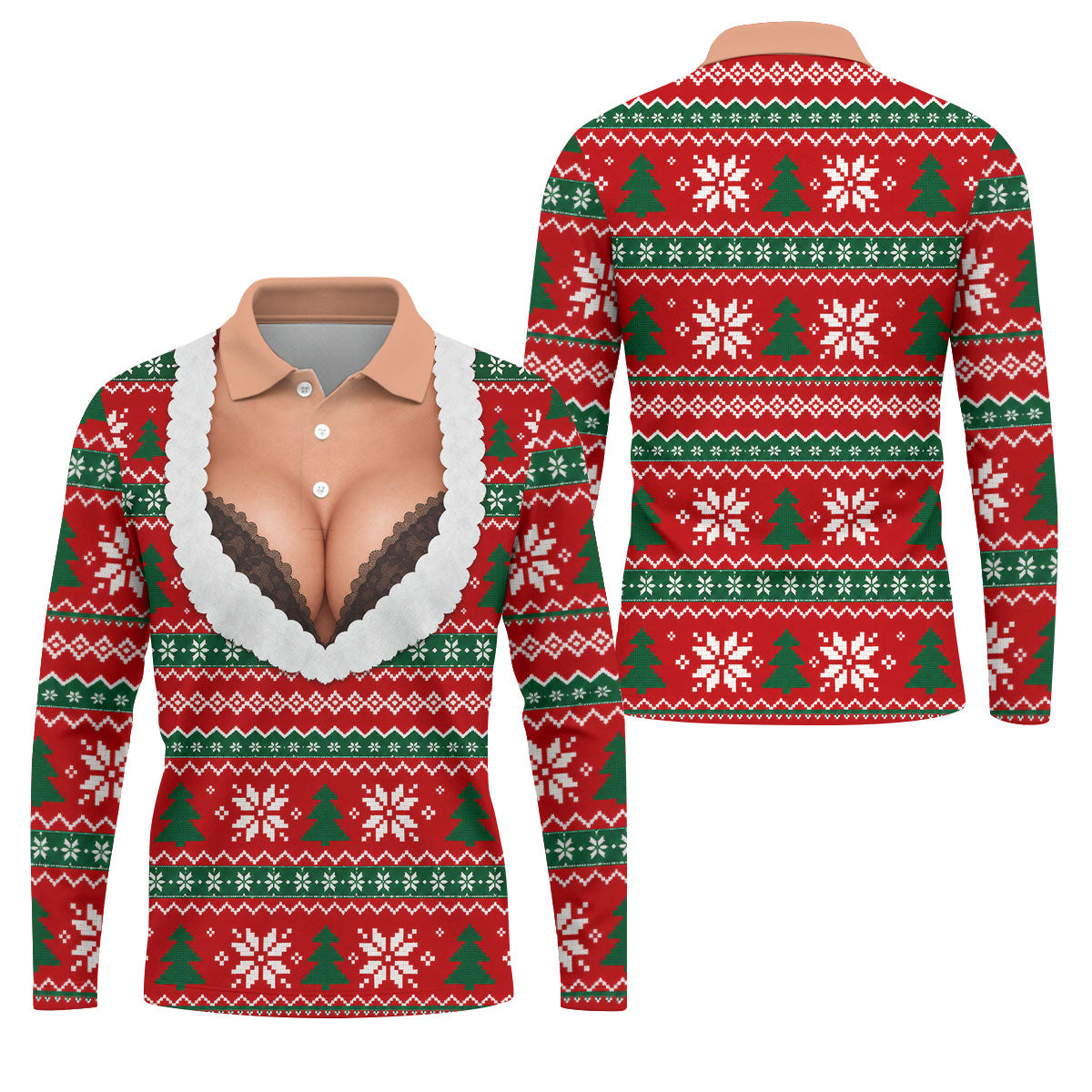 Funny Sexy Cleavage Christmas Golf Shirt, Golf Shirts For Men, Mens Golf Apparel