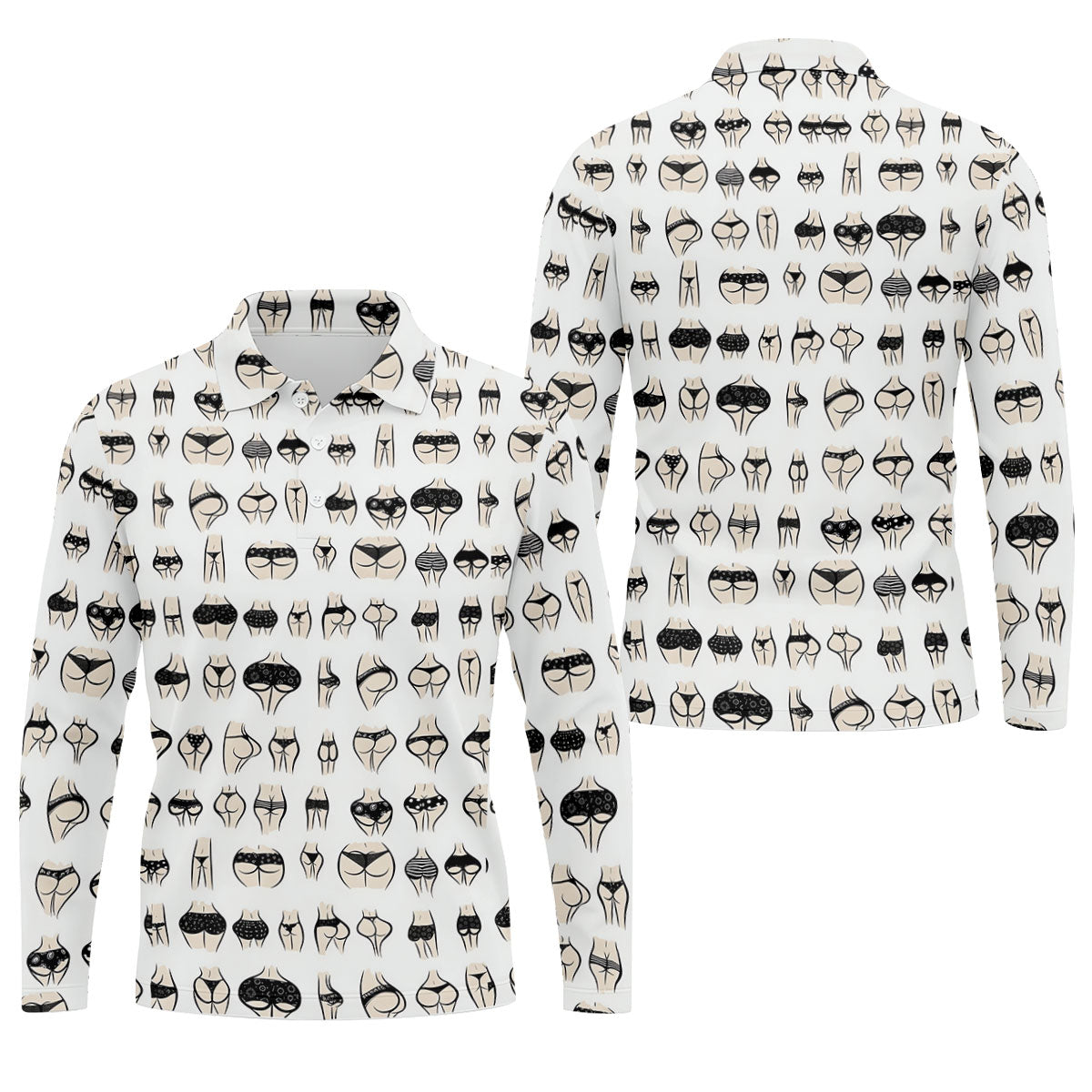 Funny Lingerie Butt Pattern Golf Polo Shirt, Golf Polo Shirts For Men, Mens Polo Shirts