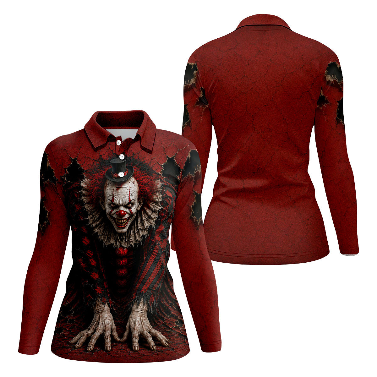 Top Hat Horror Character Halloween Golf Shirt, Women's Golf Polo, Ladies Golf Shirts