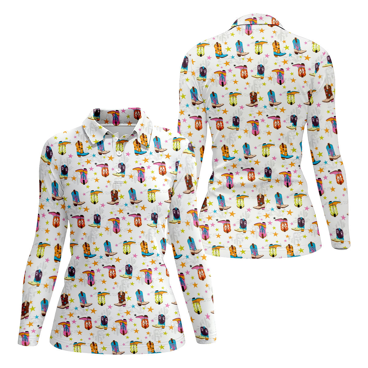 Colorful Cowboy Boots Western Hawaiian Shirt, Shirt For Women, Tropical Button Up Shirt