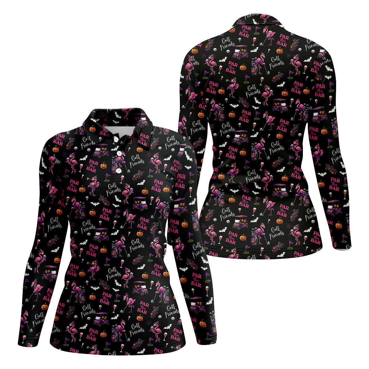 Black Par Then Bar Flamingo Halloween Shirt, Ladies Golf Shirt, Golf Polo For Women