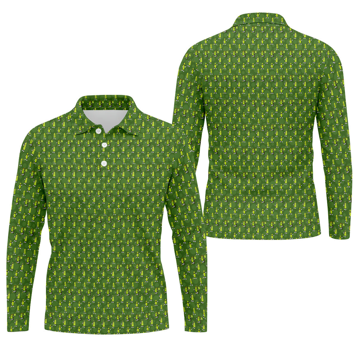 Funny Hole In One Pickle Golf Pattern Polo Shirt, Golf Shirts For Men, Mens Golf Apparel