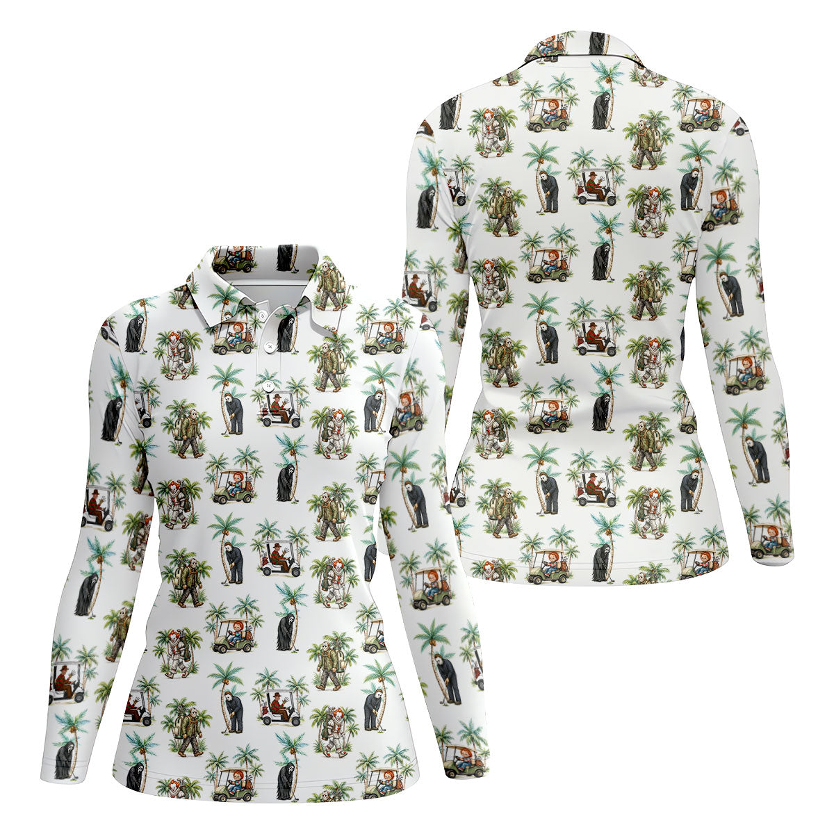 Tropical Horror Character Halloween Golf Shirt, Golf Polo For Women, Women's Golf Apparel