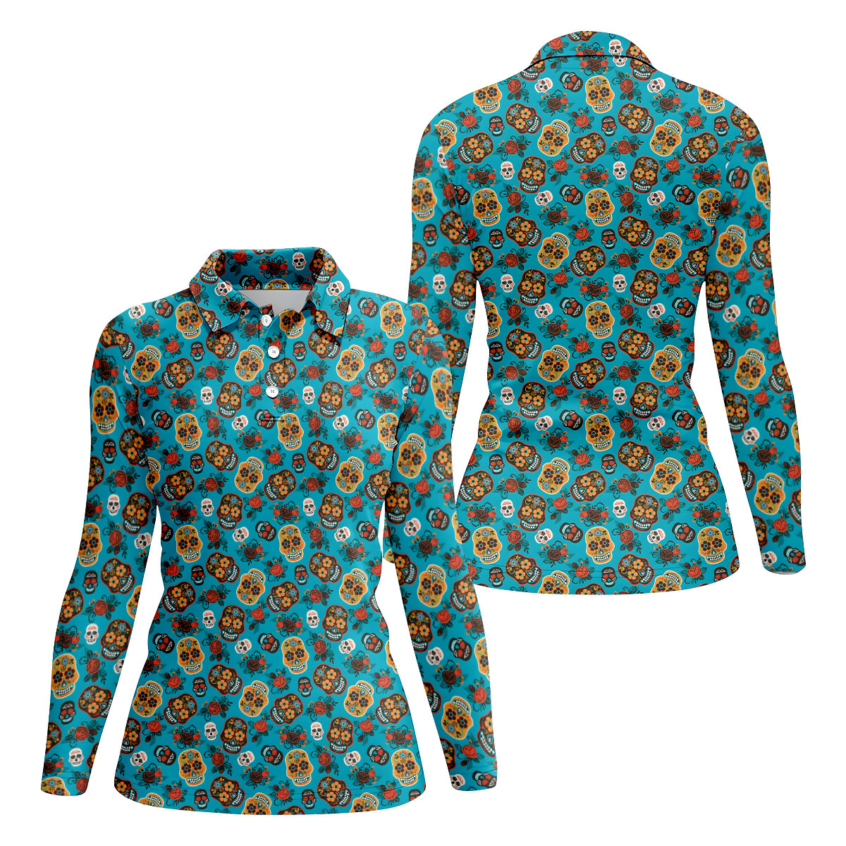 Sugar Skulls And Roses Cinco De Mayo Celebration Fiesta Themed Golf Shirt For Women