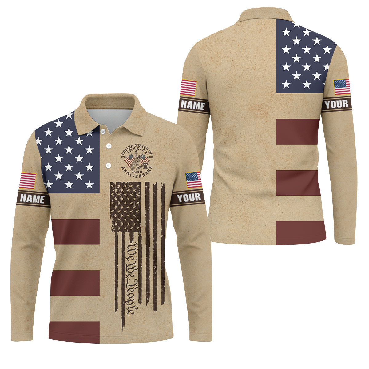 We The People 250th Anniversary Retro Golf Shirt, Patriotic 4th Of July Golf Shirts For Men