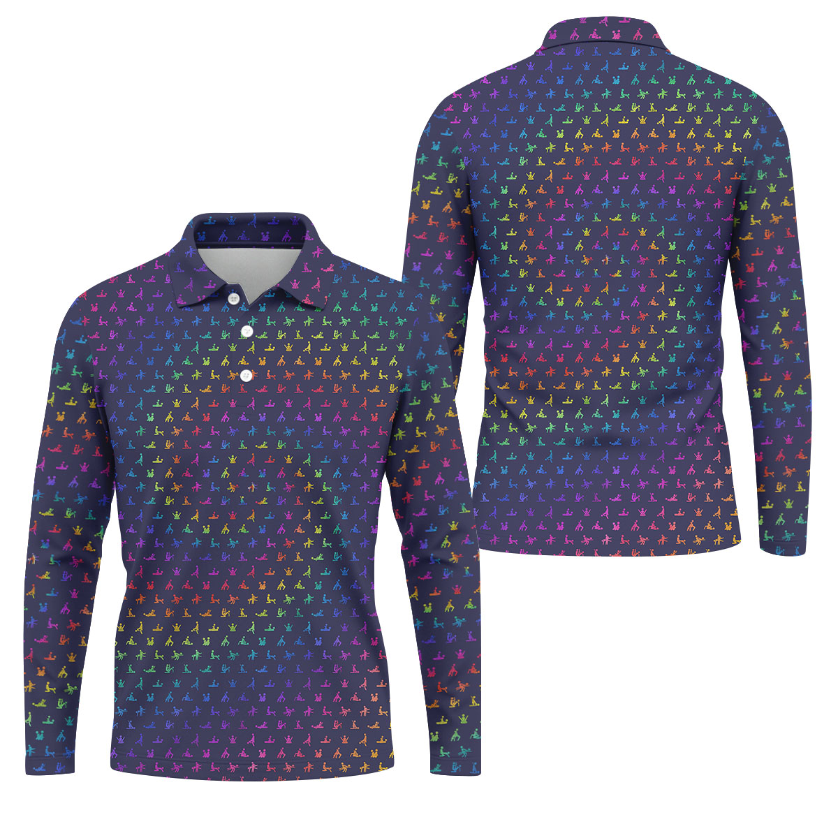 Naughty Position Adult Humor Rainbow Effect Men's Golf Polo Shirts, Golf Gift For Men, Golf Shirts For Men