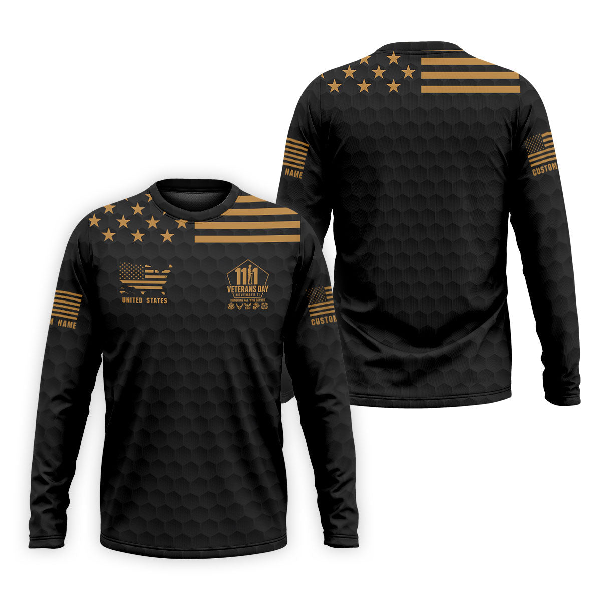 Custom Name Gold Star Veterans Day Polo Shirt, Mens Golf Shirts, Golf Apparel For Men