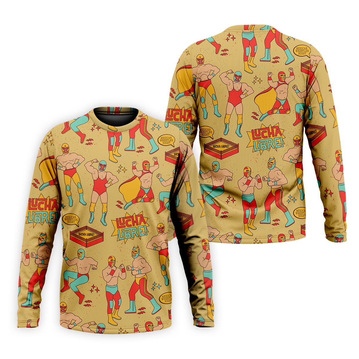 Yellow Lucha Libre Mexican Wrestler Pattern Golf Shirt, Hawaiian Golf Shirt, Mens Golf Shirts