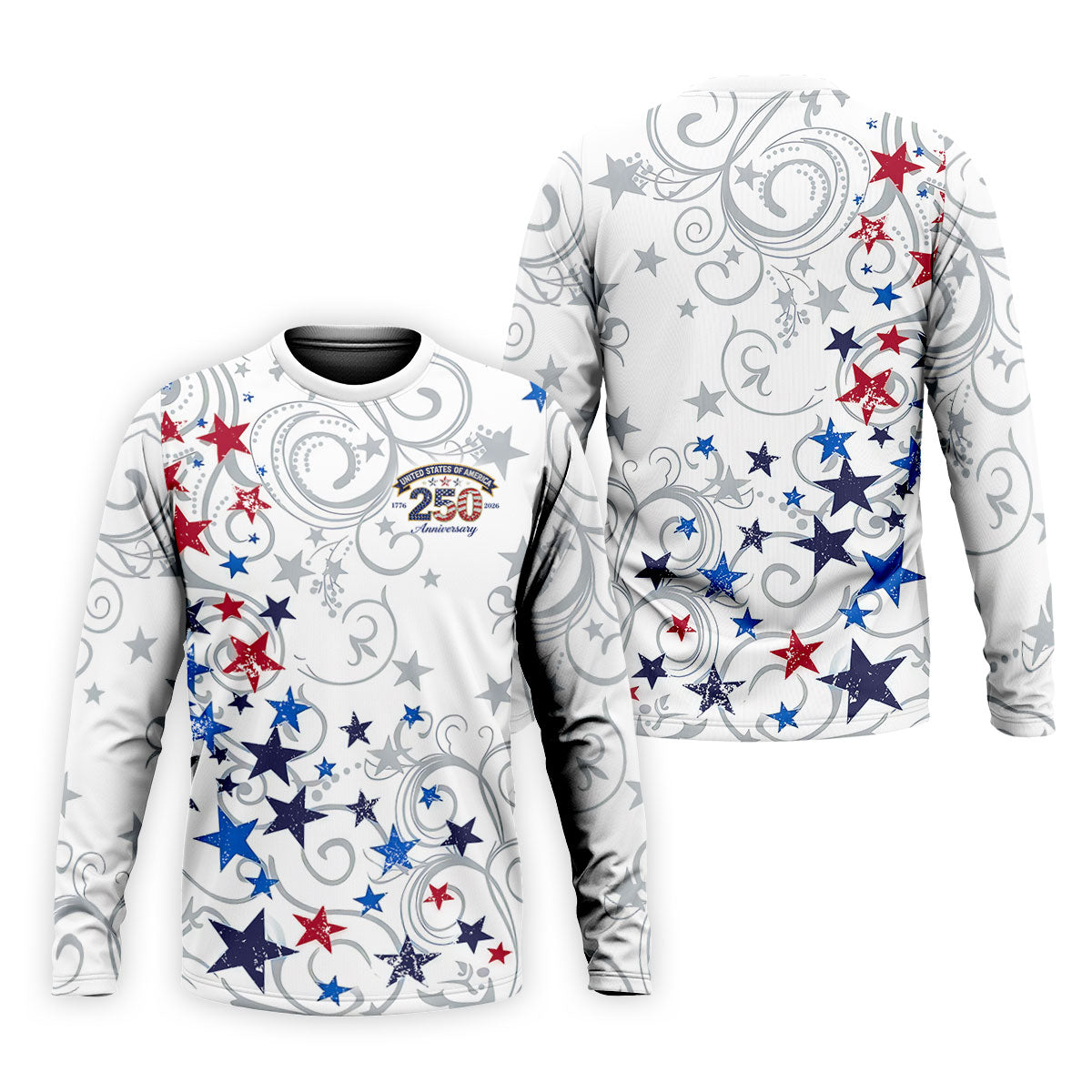 United States Of America 250 Anniversary Patriotic 4th Of July Golf Shirt, Red Blue Stars Golf Shirts For Men