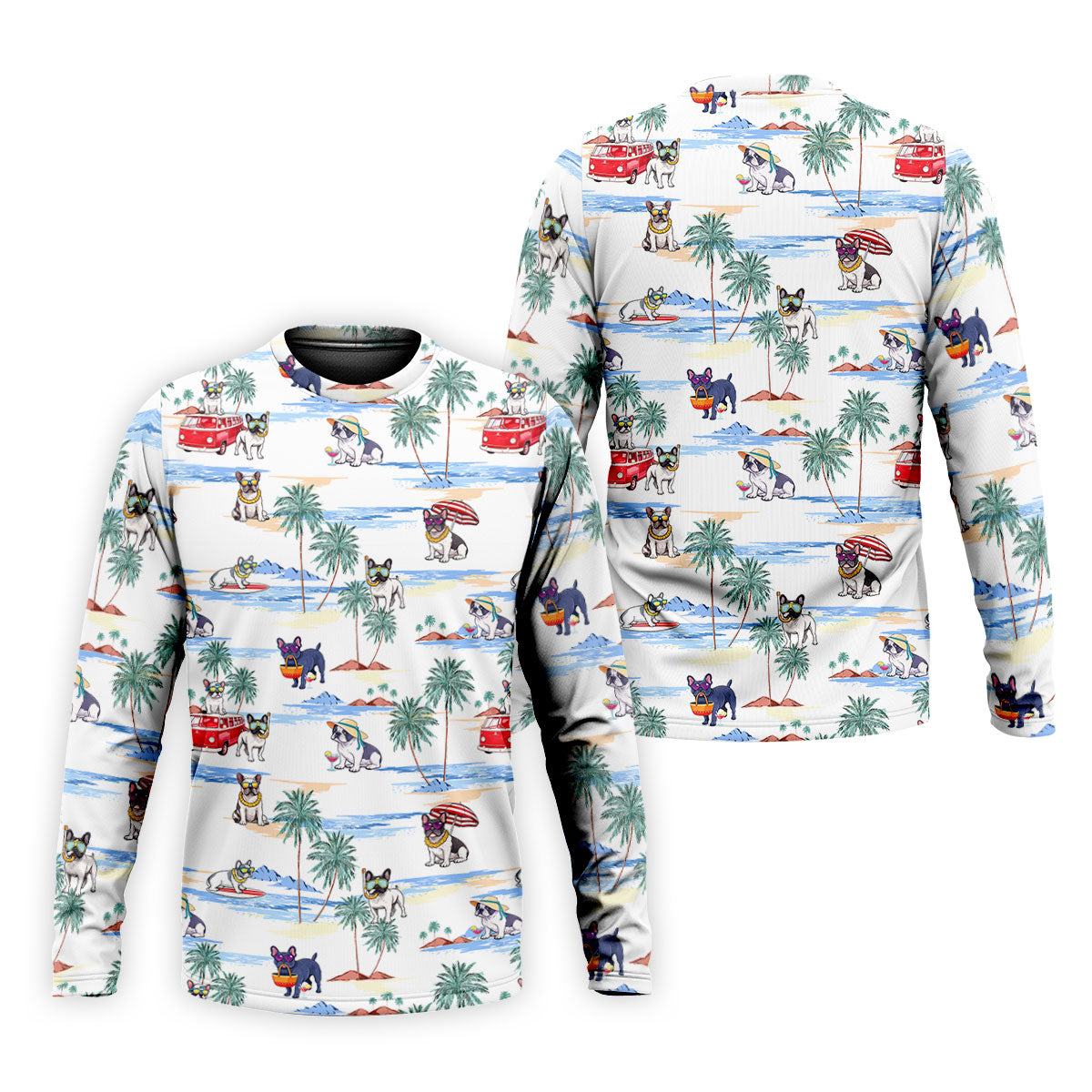 French Bulldog Beach Vacation Hawaiian Golf Polo Shirt, Mens Golf Shirts, Golf Apparel For Men