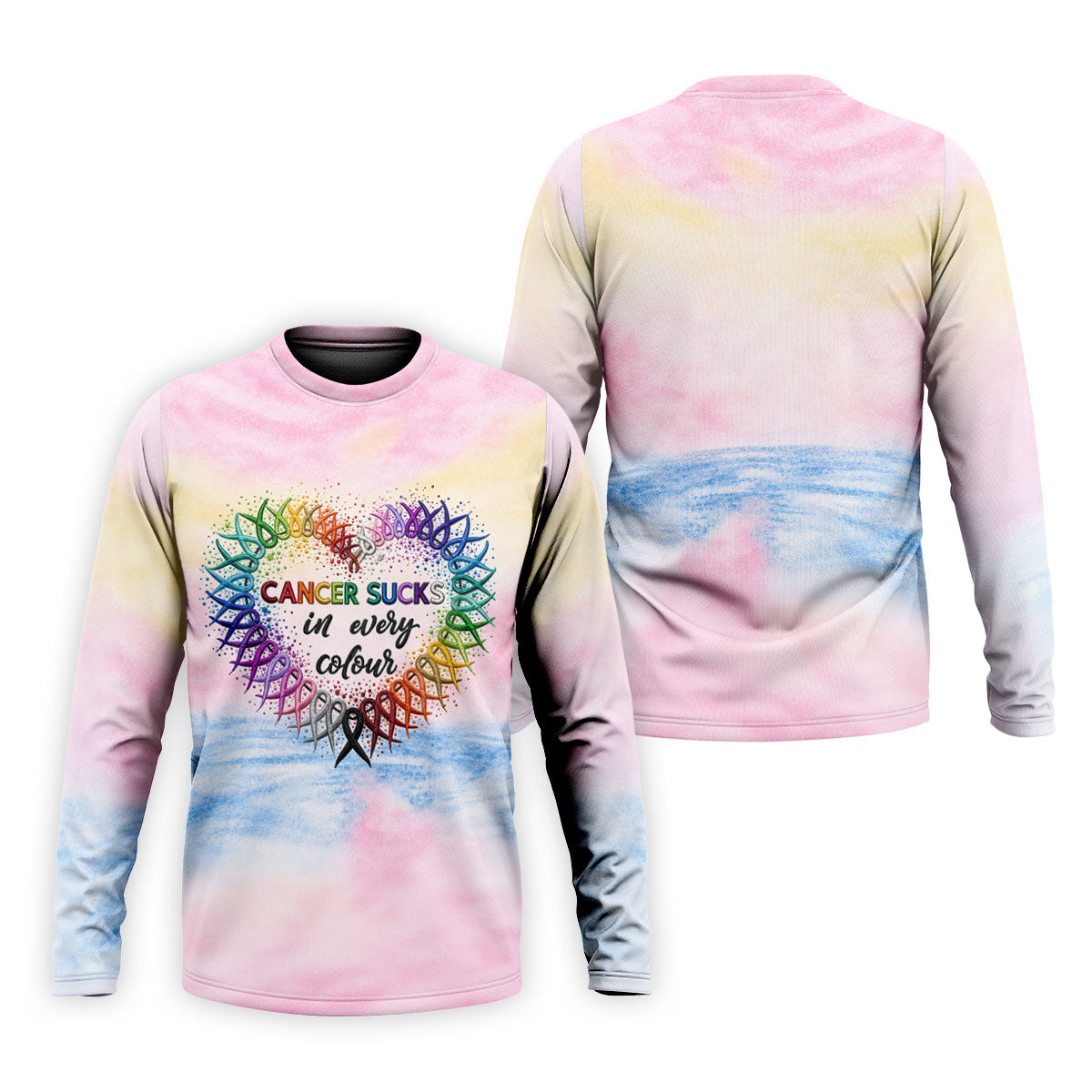 Cancer Sucks In Every Colour Ribbon Heart Polo Shirt, Mens Golf Polo, Mens Polo Shirts