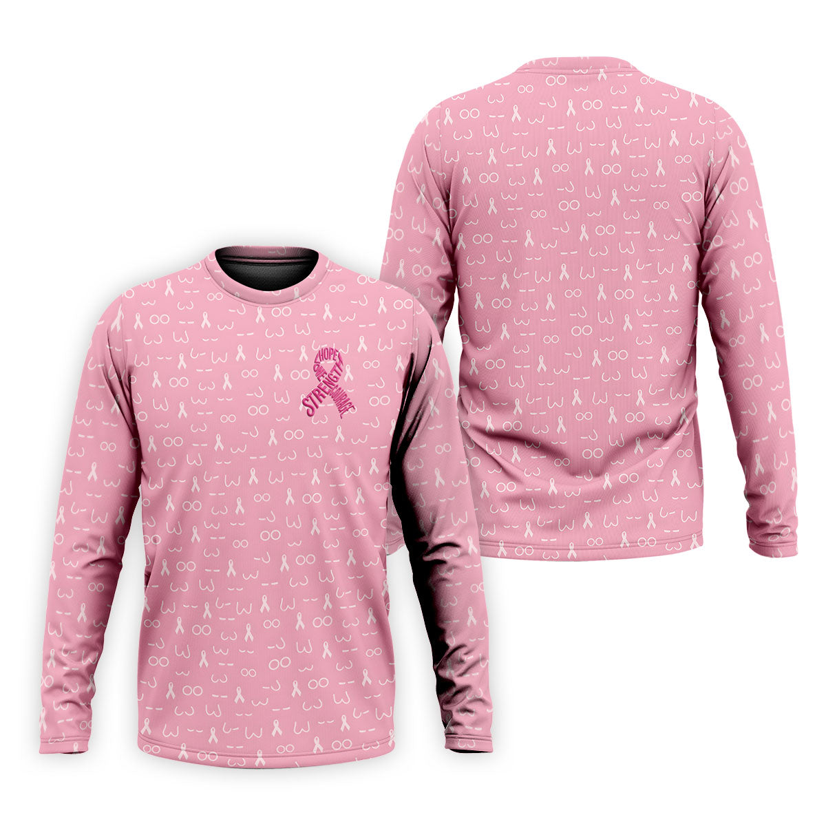 Hope Love Faith Strength Courage Breast Cancer Polo Shirt, Mens Golf Polo, Mens Golf Shirts