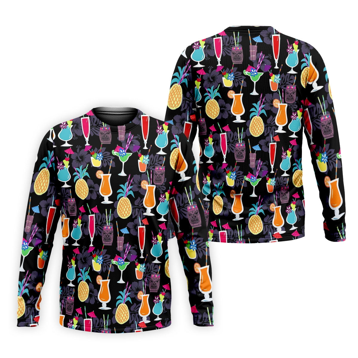 Tropical Drinks Dark Floral Cinco De Mayo Celebration Fiesta Themed Golf Tops For Men, Golf Shirts For Men