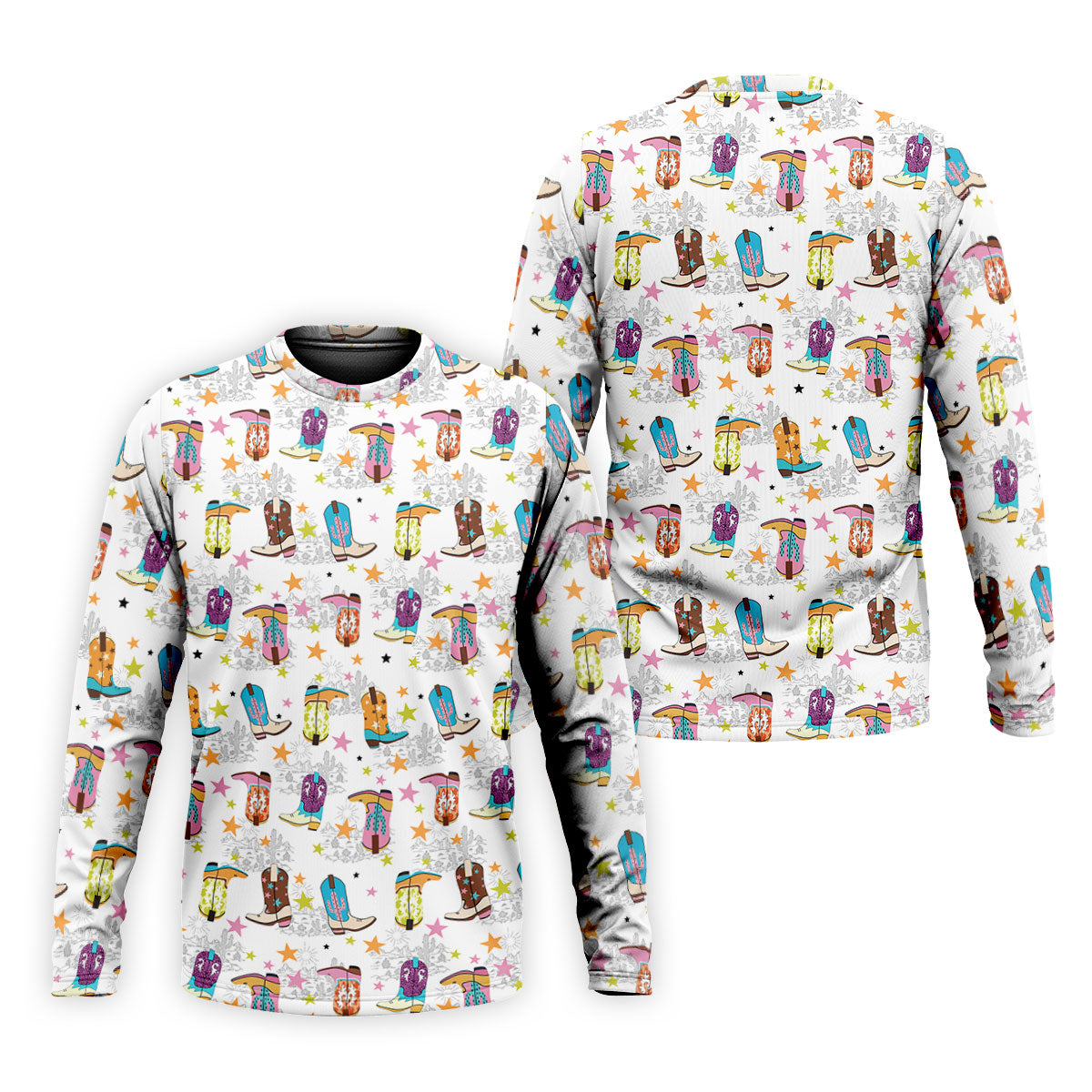 Colorful Western Cowboy Boots Pattern Hawaiian Golf Shirt, Golf Apparel For Men, Mens Golf Polo