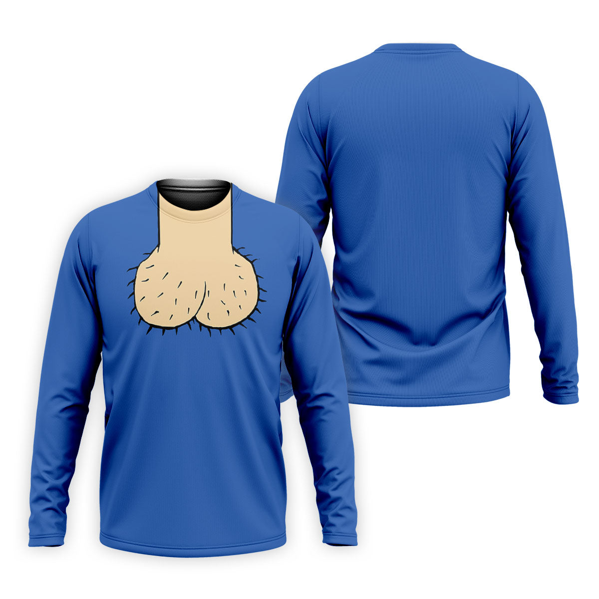 Blue Funny Dickhead Faux Chest Golf Shirt, Men's Polo Shirts, Polo Shirts For Men