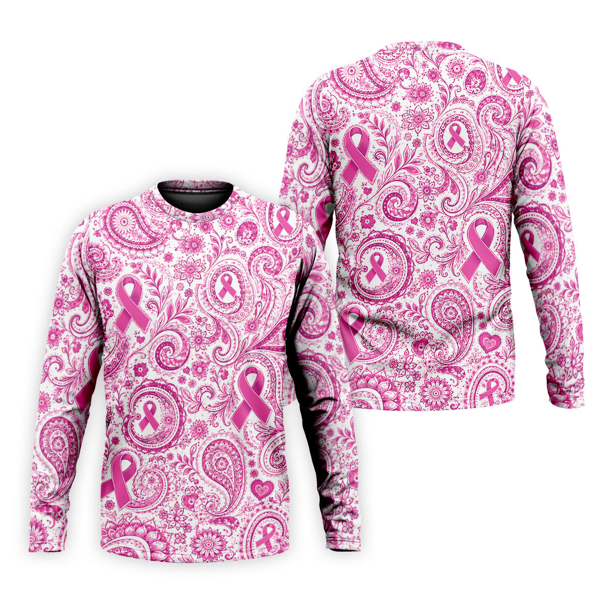 Pink Ribbon Paisley Breast Cancer Golf Polo Shirt, Men's Golf Shirt, Printed Golf Shirts