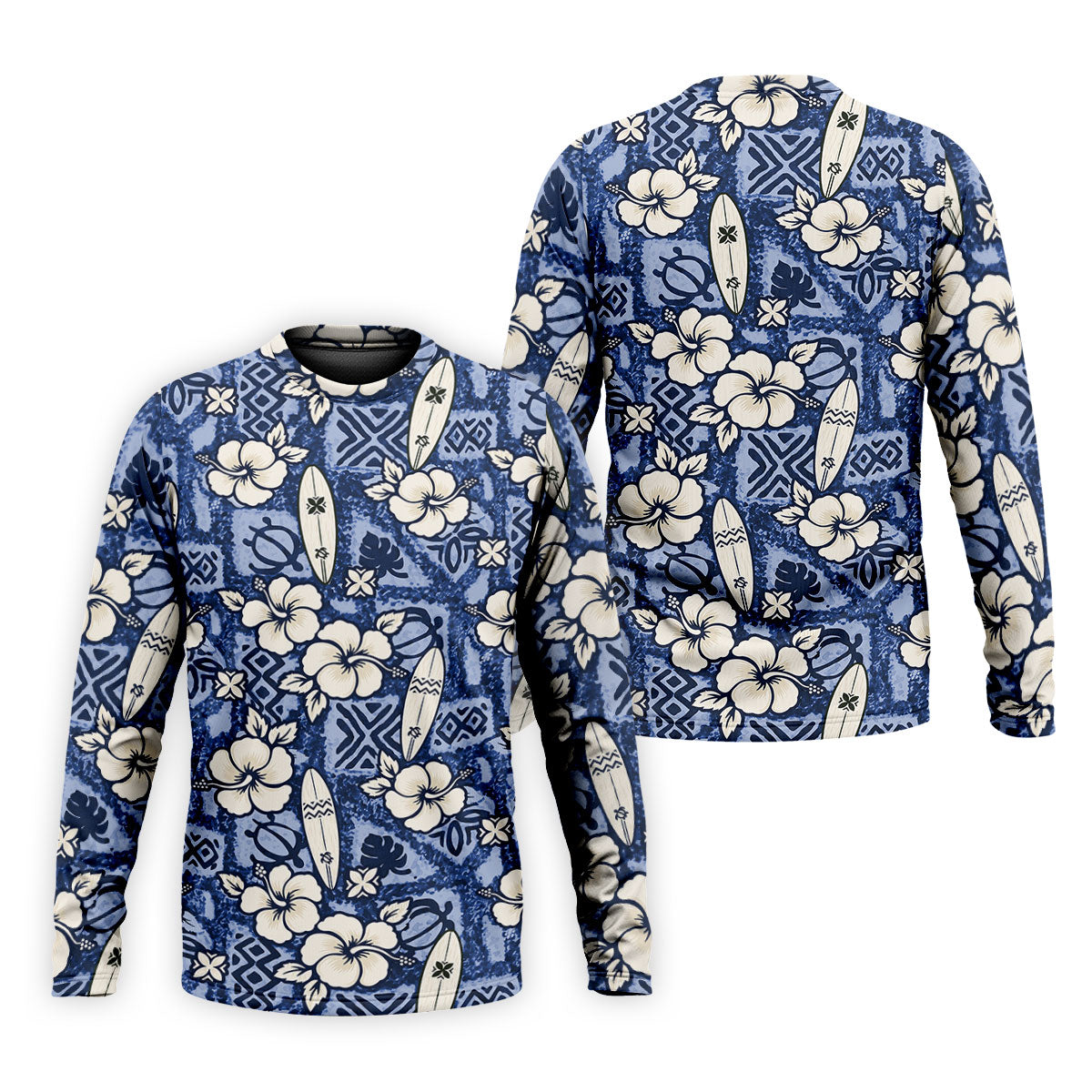 Blue Hawaiian Surfboard Hibiscus Design Hawaiian Golf Shirt, Golf Shirts For Men, Polo Shirts For Men