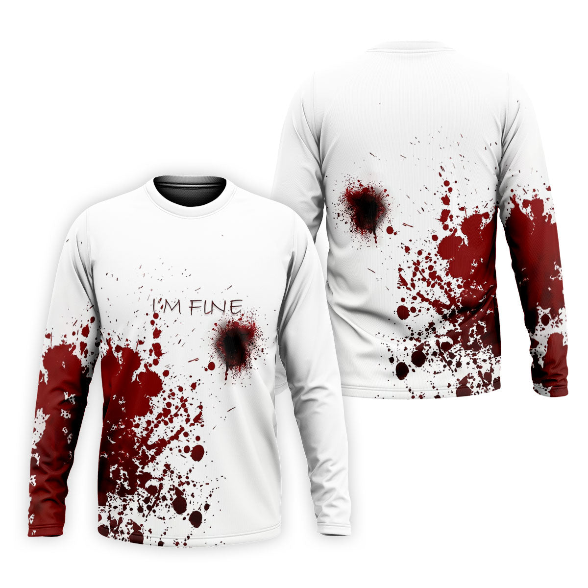 I'm Fine Bloody Splatter Horror Halloween Golf Polo Shirt, Mens Golf Shirts, Printed Golf Shirts