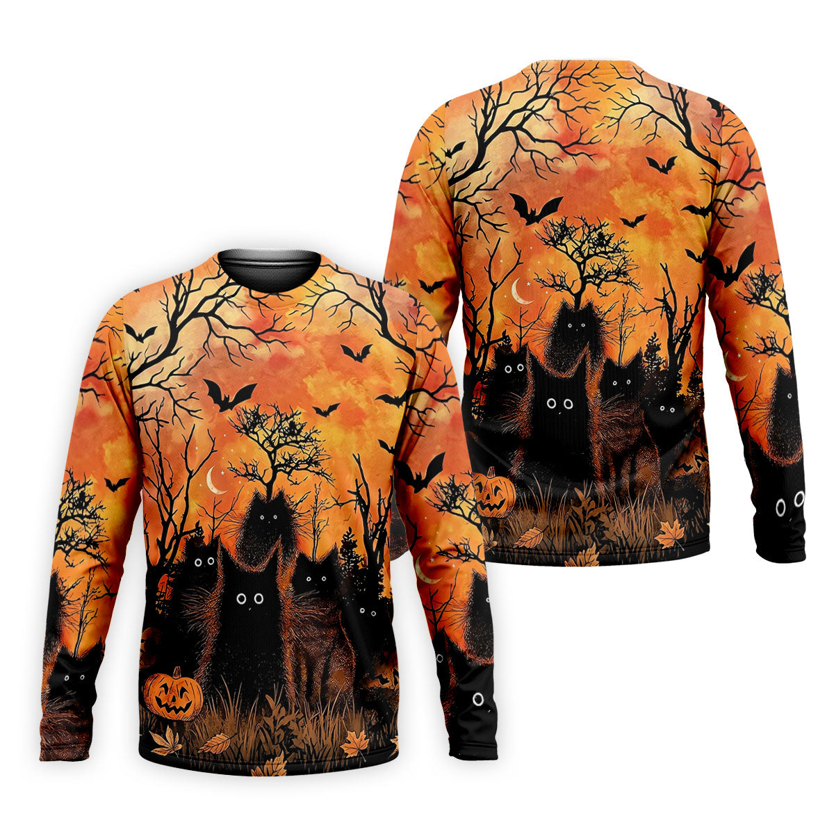 Spooky Black Cat Halloween Golf Polo Shirt, Men's Golf Shirts, Hawaiian Golf Shirt