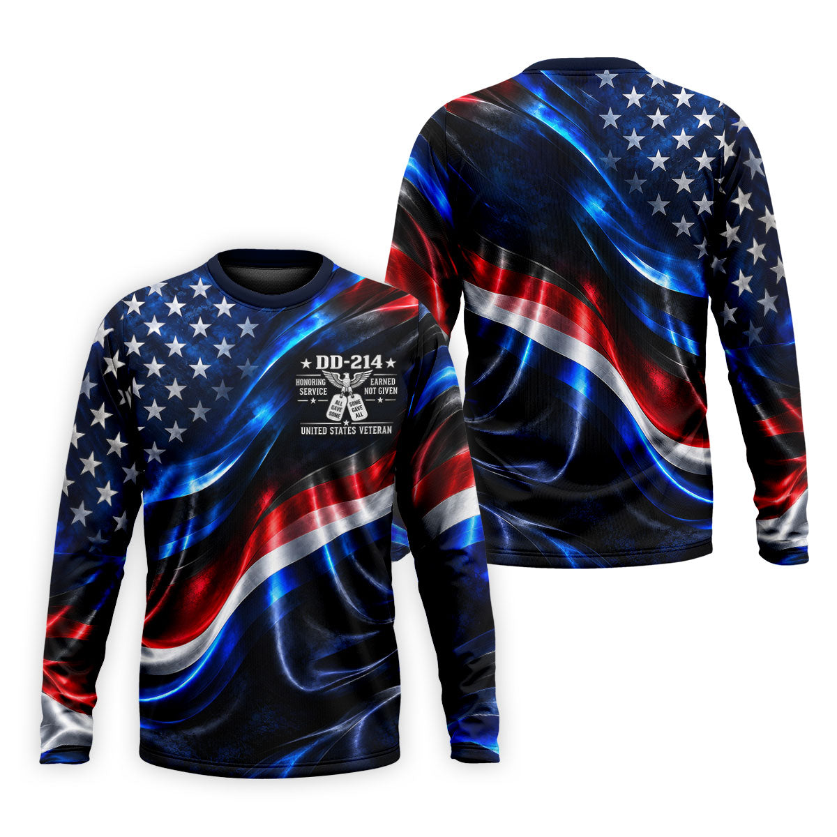 DD-214 Metallic USA Flag Golf Polo Shirt, Veterans Day Shirt, Golf Shirts For Men
