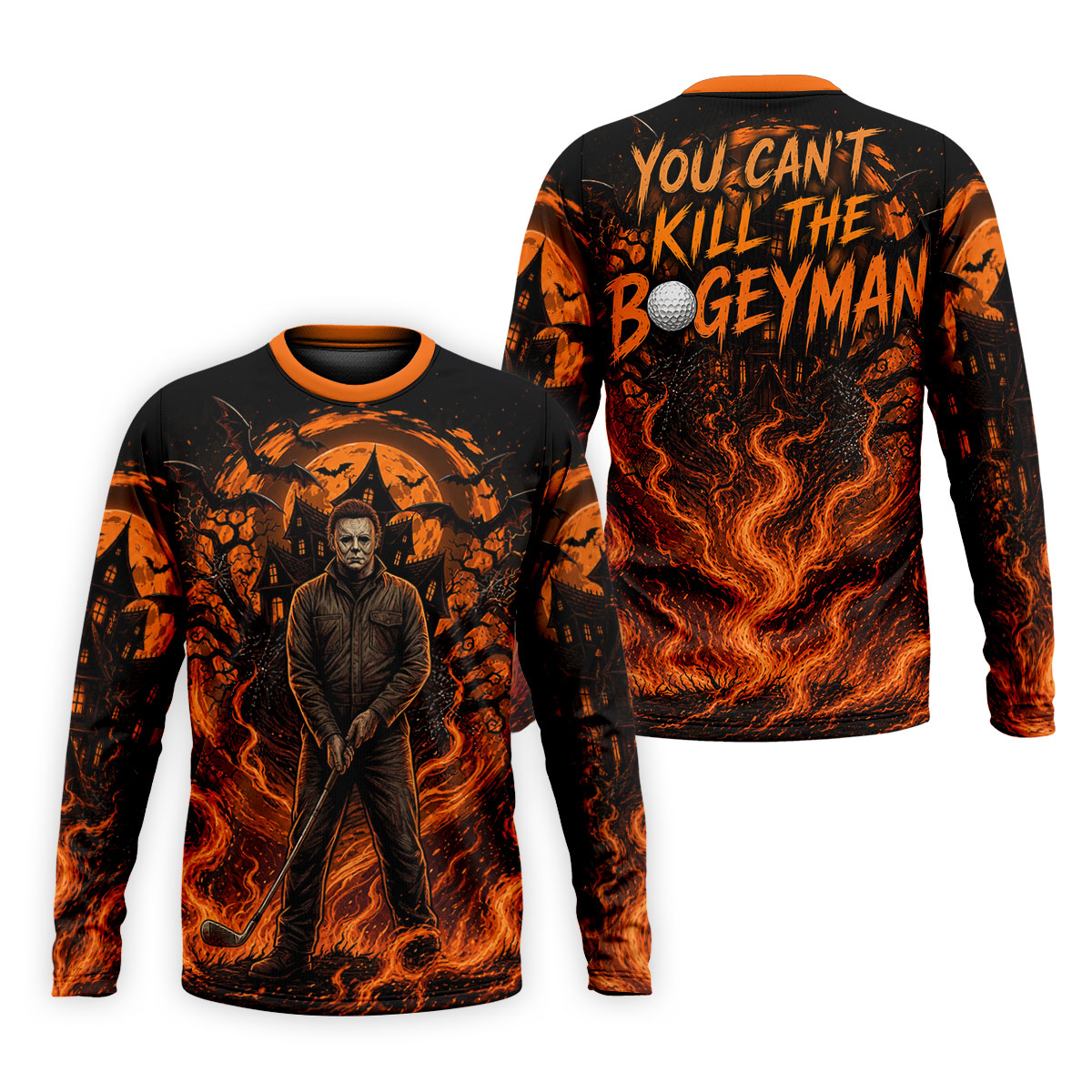 You Can't Kill The Bogeyman Halloween Golf Polo Shirt, Horror Character, Mens Golf Shirts