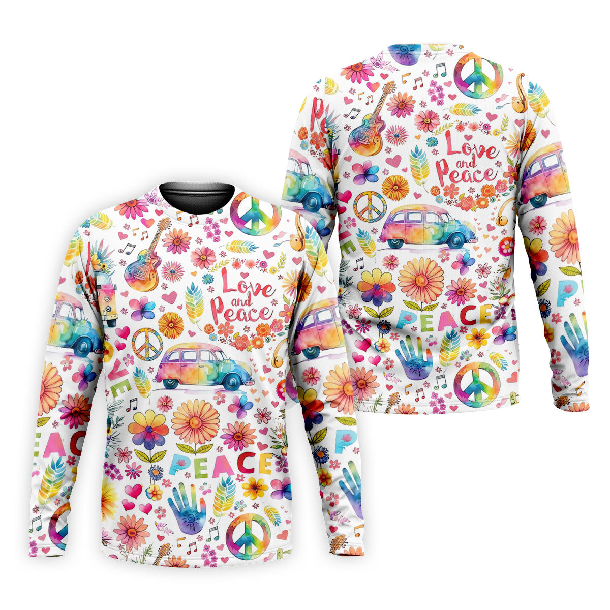 Retro Love Peace Van Floral Hawaiian Golf Shirt, Men's Golf Shirt, Printed Golf Shirts