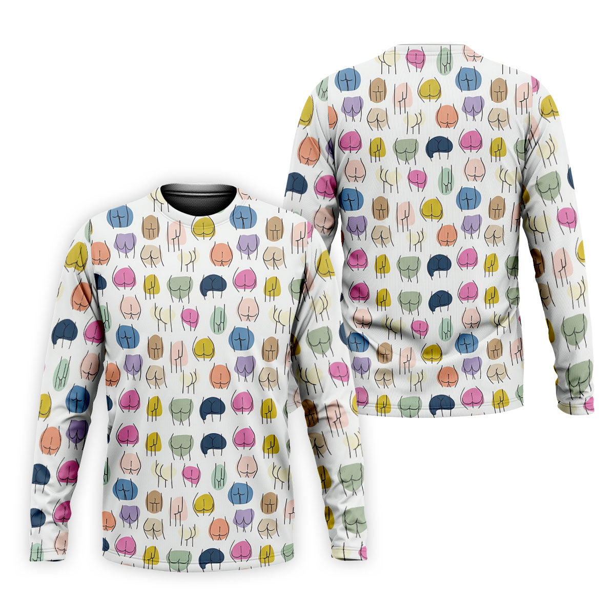 Funny Colorful Butt Pattern Golf Polo Shirt, Golf Shirts For Men, Mens Golf Apparel