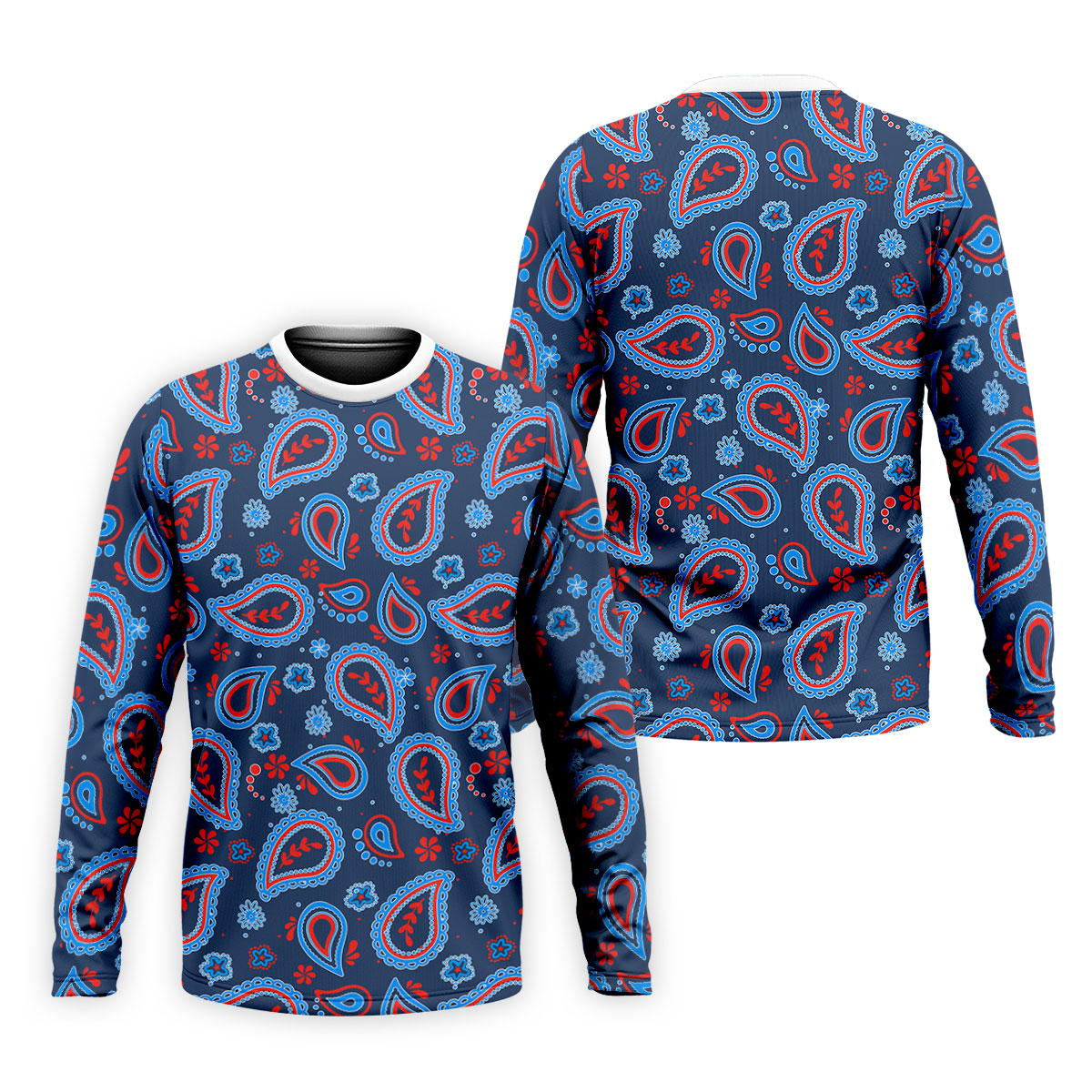 Blue Red Paisley Pattern Golf Polo Shirt, Golf Shirts For Men, Hawaiian Golf Shirt