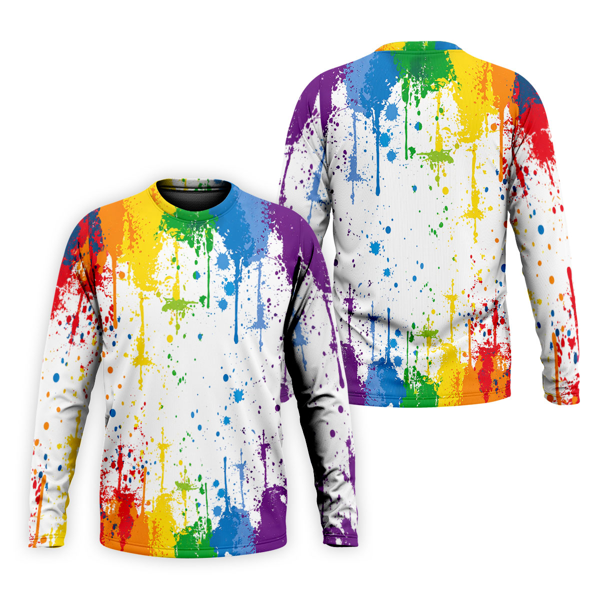 Rainbow Paint Splatter LGBT Support Golf Tops For Men, Pride Month Golf Shirts For Men