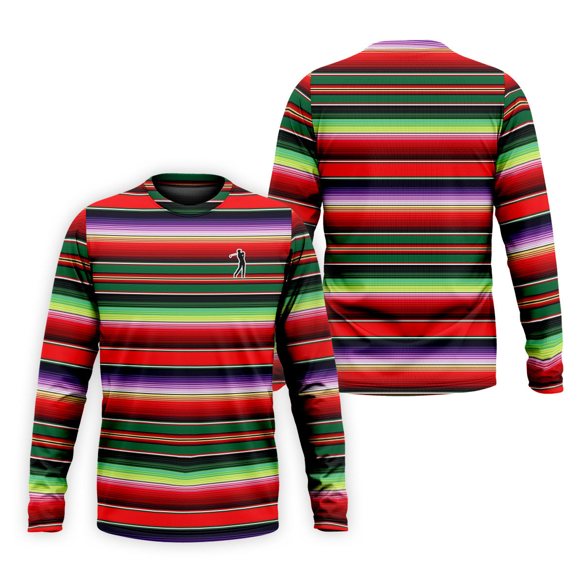 Colorful Stripes Sarape Pattern Cinco De Mayo Celebration Fiesta Themed Golf Shirts For Men