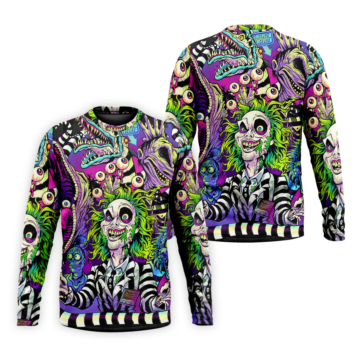 Neon Horror Character Monster Collage Golf Polo Shirt, Mens Polo Shirts, Golf Apparel For Men
