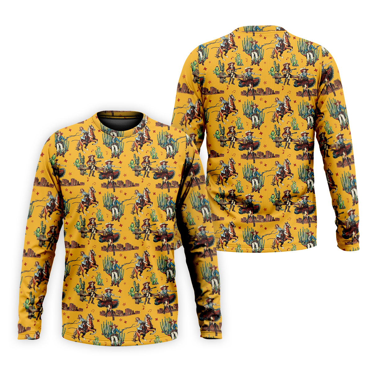 Yellow Cowboy Rodeo Desert Western Hawaiian Golf Shirt, Men's Golf Shirt, Golf Polo Shirts For Men