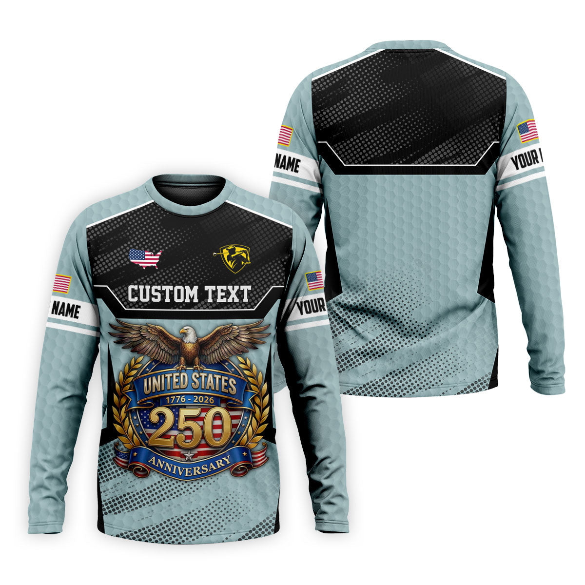 US 250 Anniversary Patriotic 4th Of July Blue Grey Golf Shirt, Polo Shirts For Men, Golf Shirts For Men