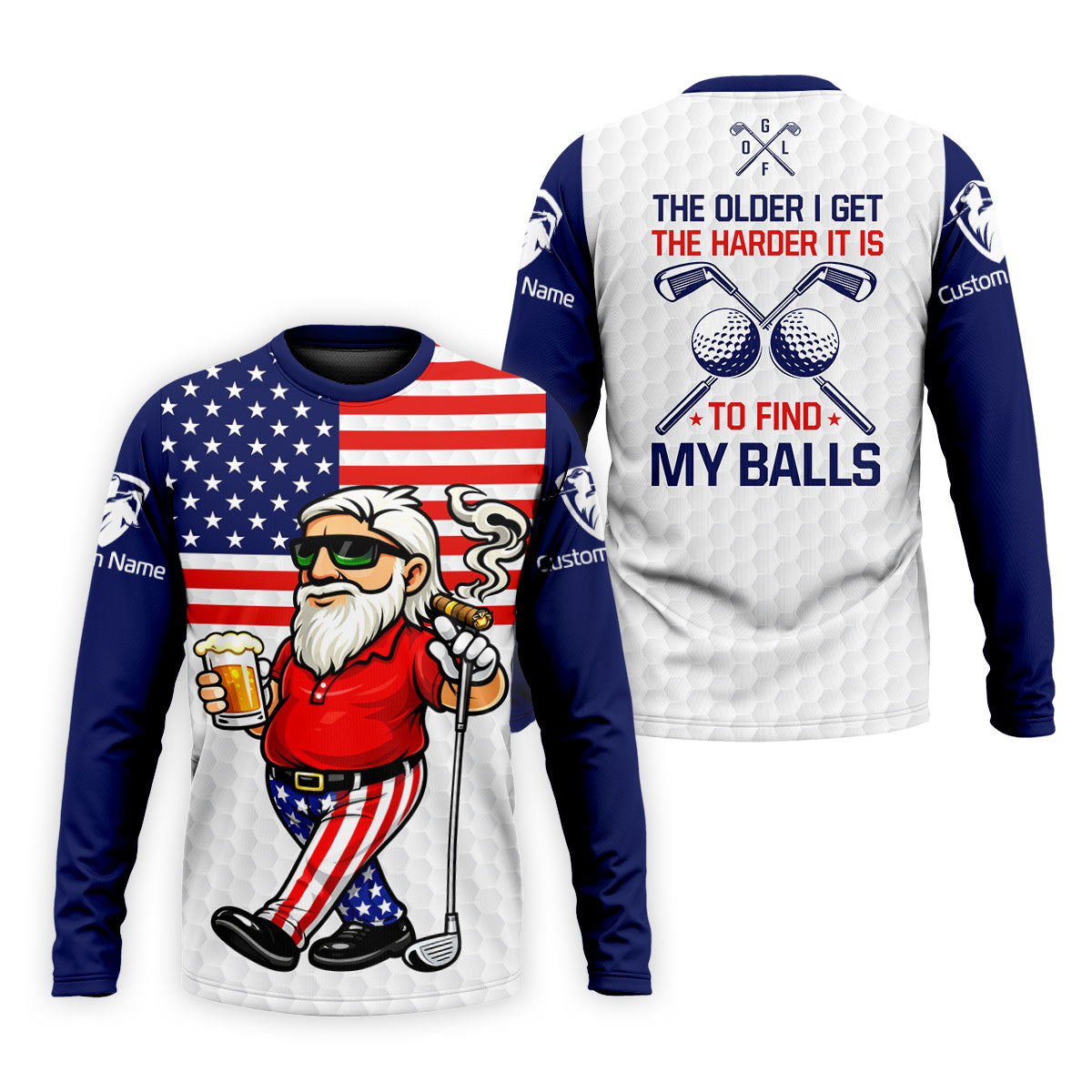 The Older I Get The Harder It Is To Find My Balls Golf And Beer 250 Years Patriotic 4th Of July Golf Shirts For Men
