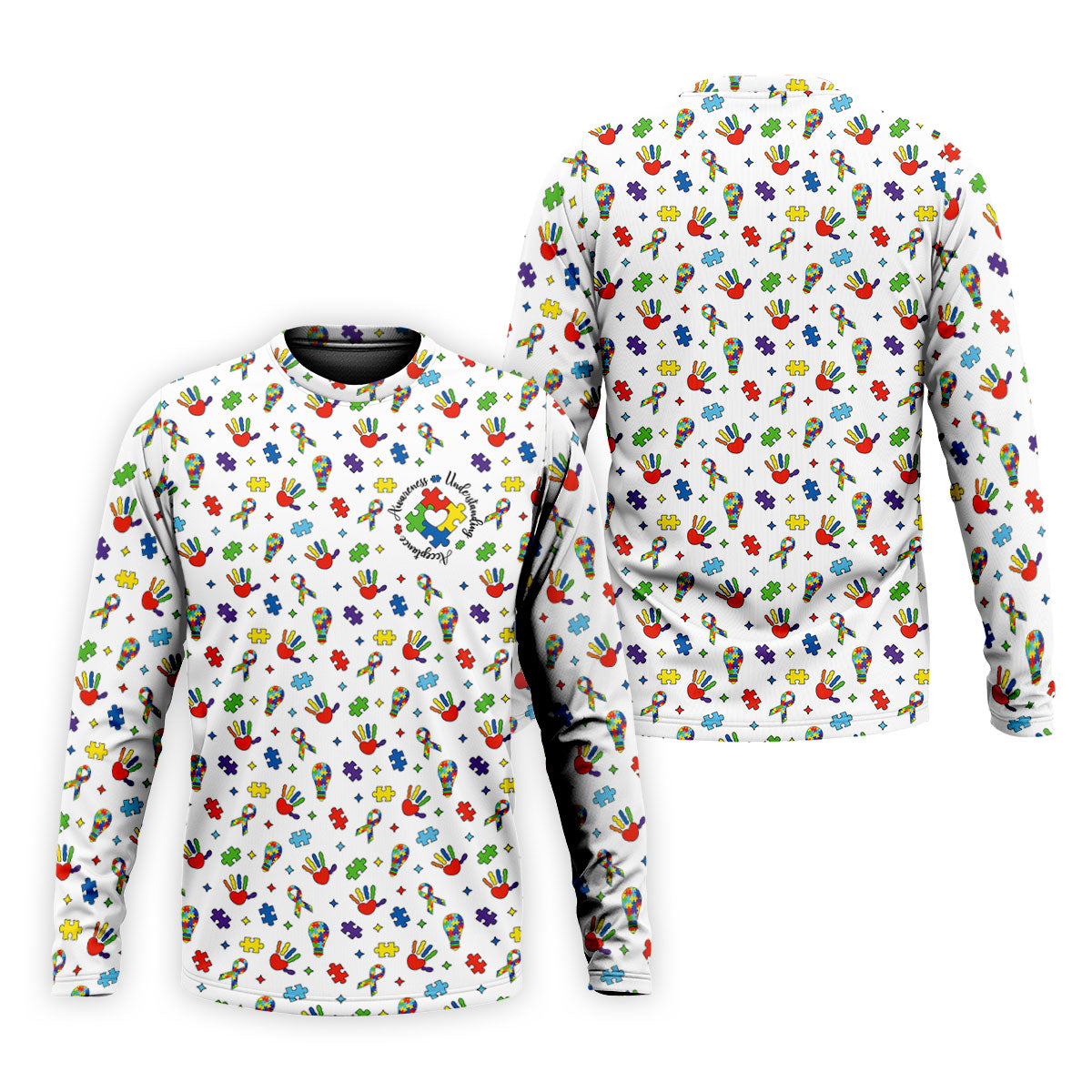 Awareness Understanding Acceptance Autism White Golf Shirt, Autism Awareness Colors Golf Shirts For Men