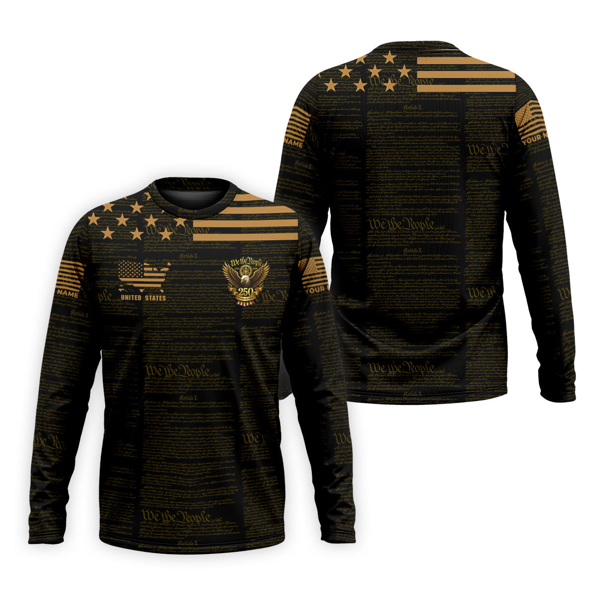 We The People Black And Gold Patriotic 4th Of July Golf Shirt, 250 Years Of Free Golf Shirts For Men