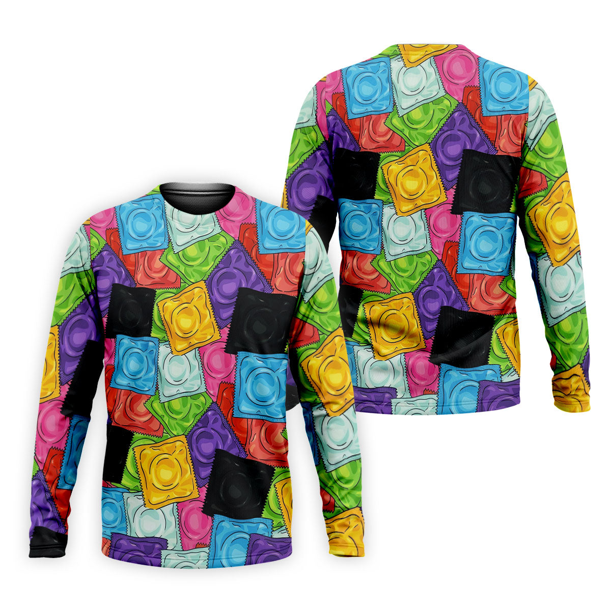 Funny Condom Wrapper Pattern Golf Polo Shirt, Men's Golf Shirts, Novelty Golf Apparel For Men