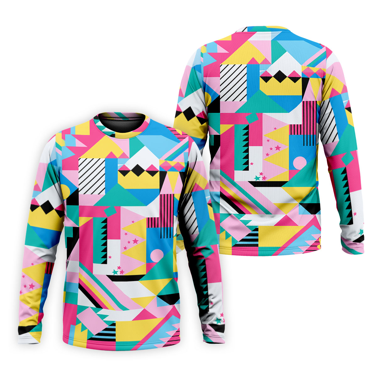 Memphis Pattern Golf Shirt, Retro 80s Geometric Color Block Design, Golf Shirt For Men