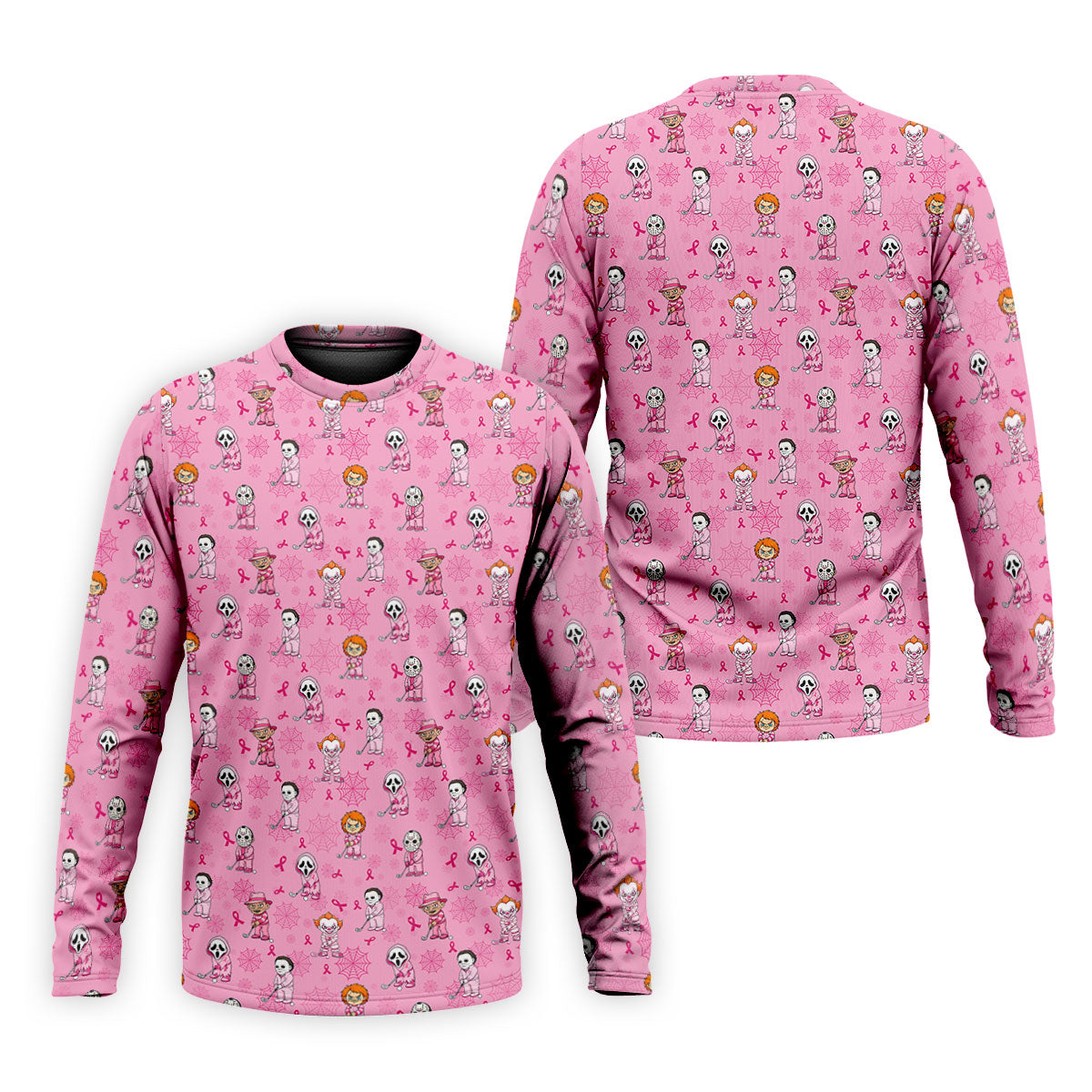 Pink Halloween Horror Breast Cancer Polo Shirt, Golf Shirts For Men, Mens Golf Shirts