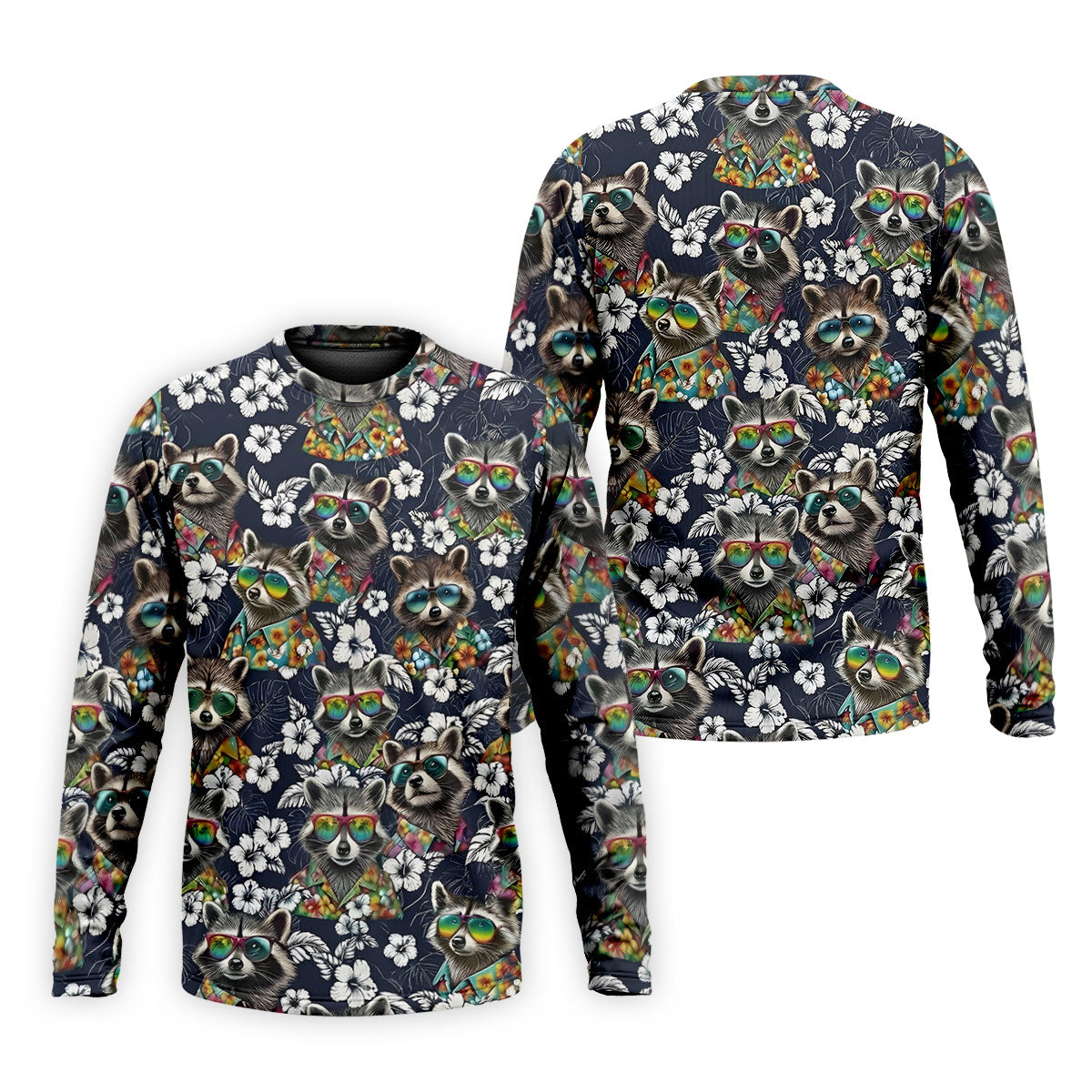 Raccoon Sunglasses Floral Tropical Hawaiian Shirt, Shirt For Men, Tropical Button Up Shirt