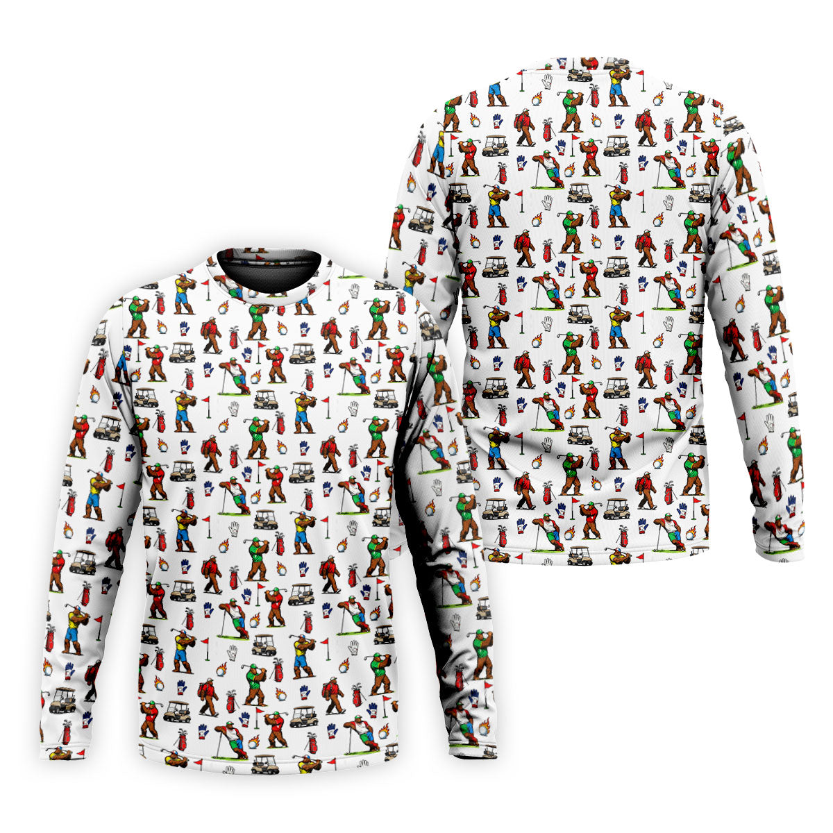 Bigfoot Golfer Pattern Men's Golf Shirt, Golf Polo Shirts For Men, Mens Golf Apparel