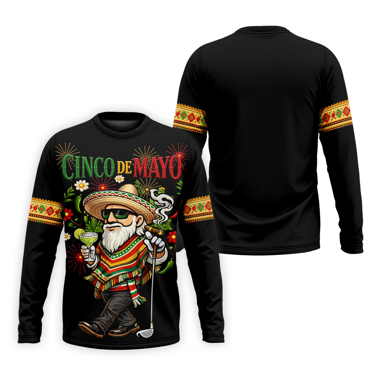 Margarita Man Cinco De Mayo Celebration Black Golf Shirt, Fiesta Theme Golf Shirts For Men