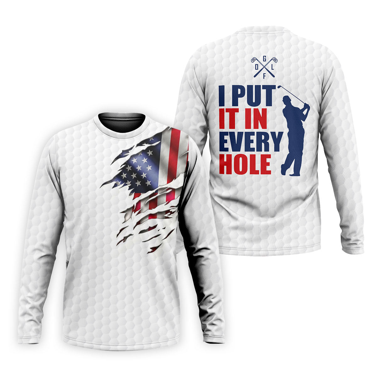 I Put It In Every Hole Ripped American Flag 250 Patriotic Golf Shirt, 4th Of July Golf Shirts For Men