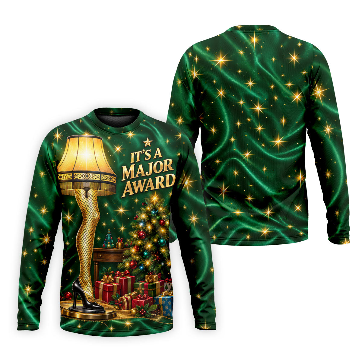 Major Award Leg Lamp Christmas Golf Polo Shirt, Mens Golf Shirts, Christmas Golf Shirt