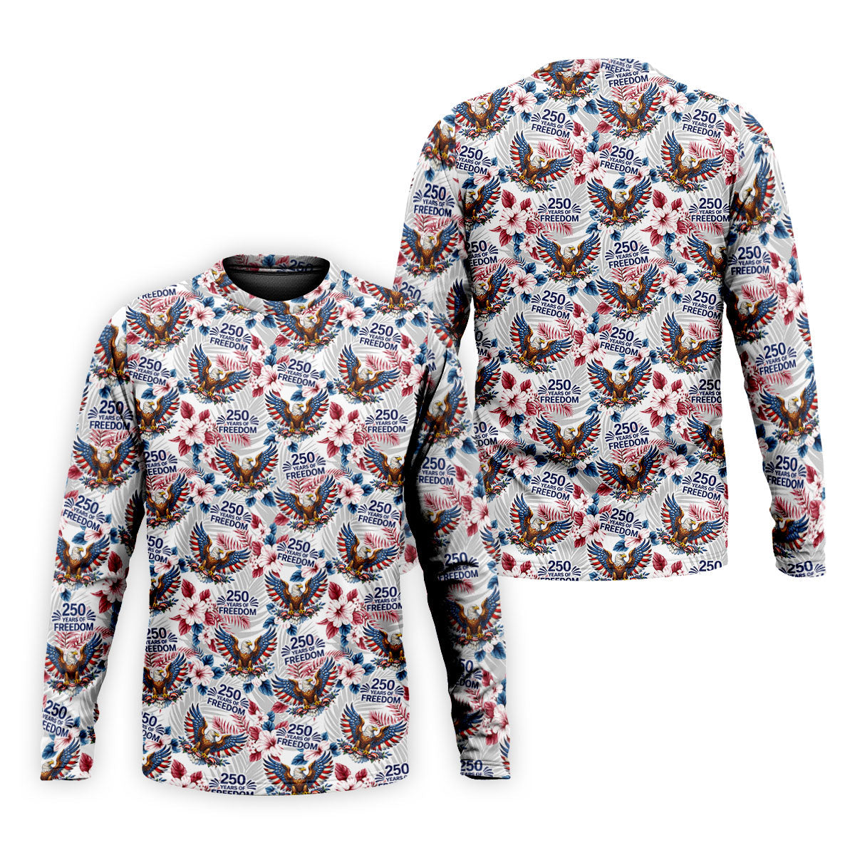 250 Years Of Freedom US Bald Eagle Tropical Theme Golf Tops For Men, Patriotic 4th Of July Golf Shirts For Men