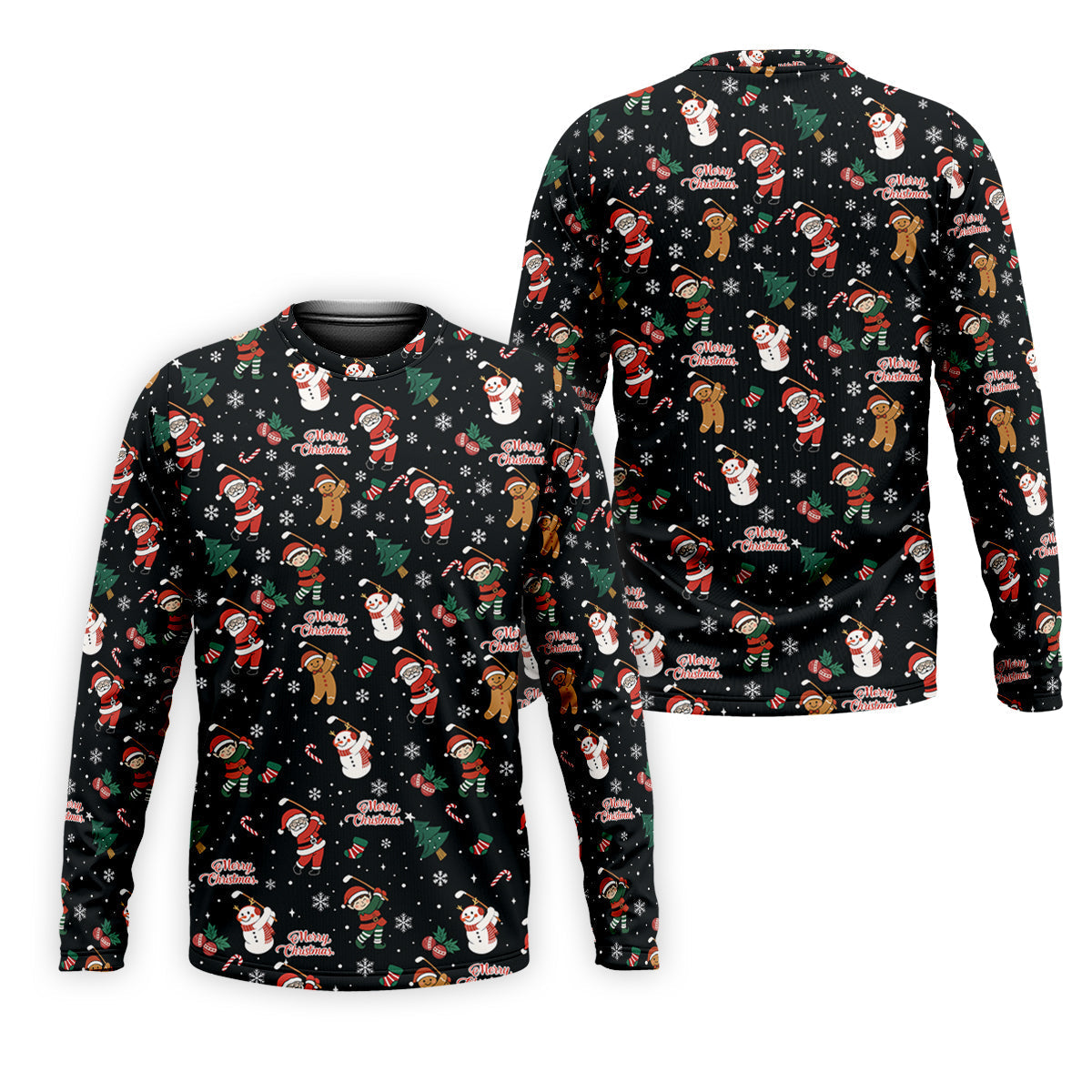 Merry Xmas Santa Gingerbread Snowman Golf Tops For Men, Christmas Golf Shirt, Fun Golf Shirts For Men